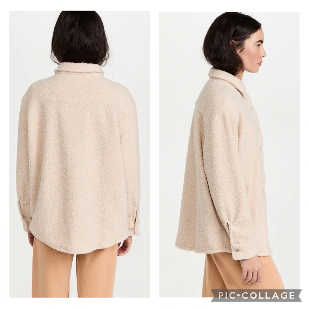 DONNI NWT XS Sherpa Button Down Shacket Shirt Jacket - Picture 3 of 10